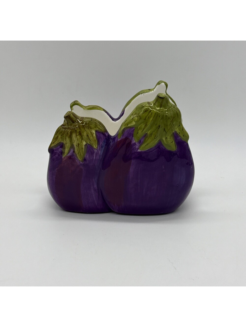 Style Eyes Baum Bros Fresco Mercado Eggplant Ceramic Napkin Holder 5" Purple